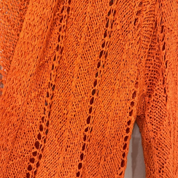 LULU’S New Orange Knit Cardigan Sweater MIDI Lightweight NWOT Size Medium - Picture 7 of 8